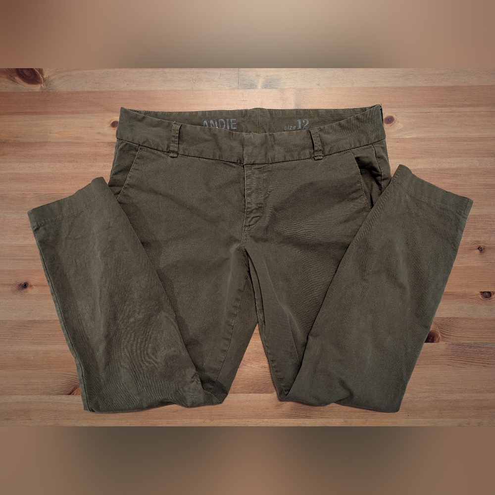 Andie Green Chino Pants Slim Fit Cotton Blend